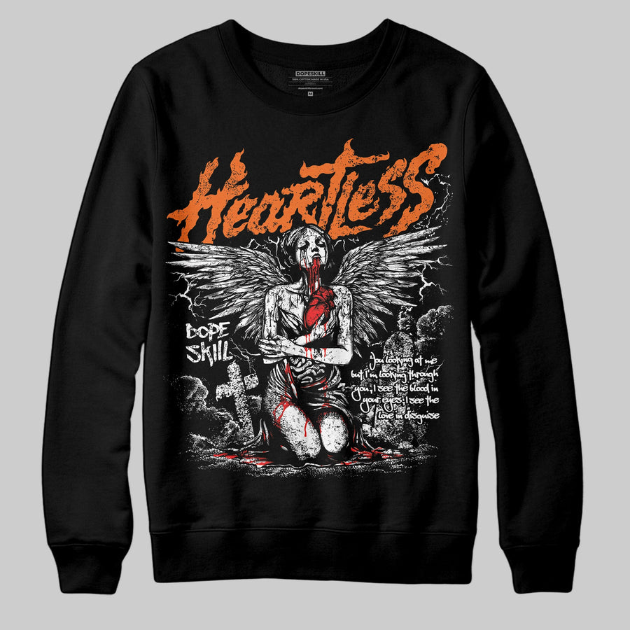 Orange Black White DopeSkill Sweatshirt Heartless Graphic