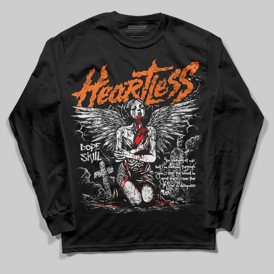 Orange Black White DopeSkill Long Sleeve T-Shirt Heartless Graphic