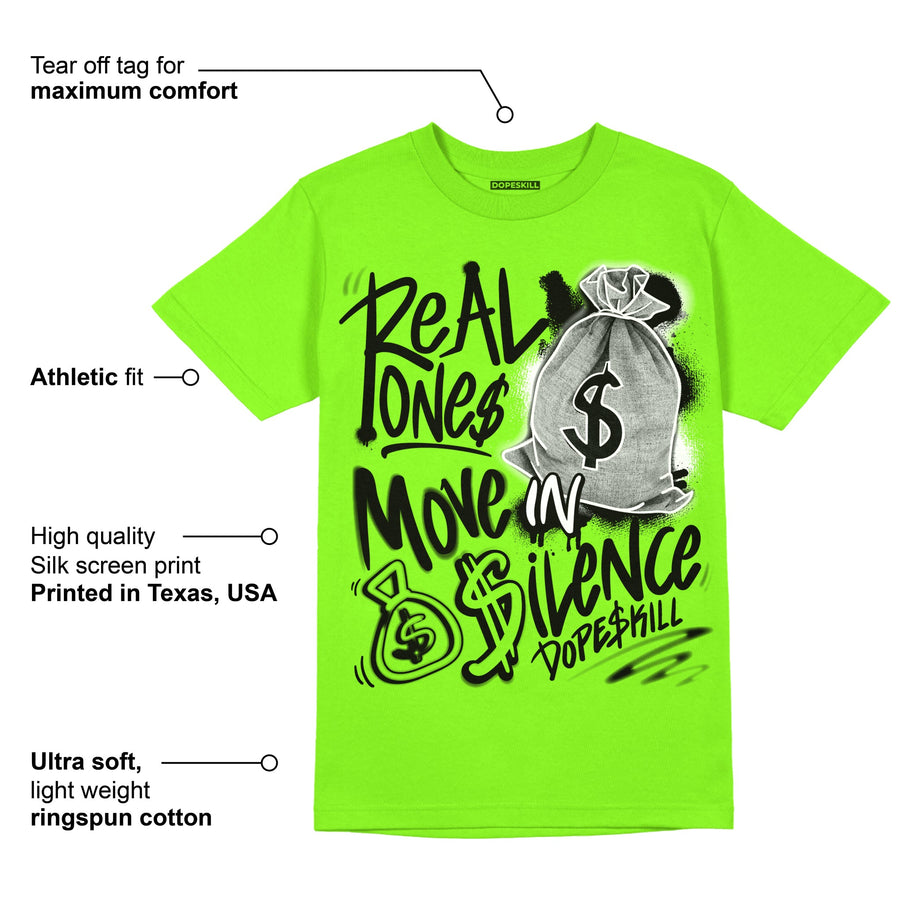 Neon Green Collection DopeSkill Neon Green T-shirt Real Ones Move In Silence Graphic