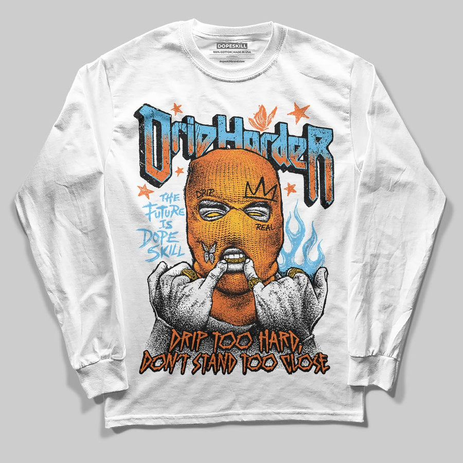 Orange Black White DopeSkill Long Sleeve T-Shirt Drip Harder Graphic