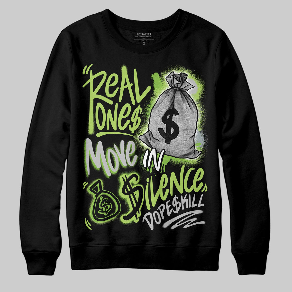 Max 95 OG 'Neon' DopeSkill Sweatshirt Real Ones Move In Silence Graphic