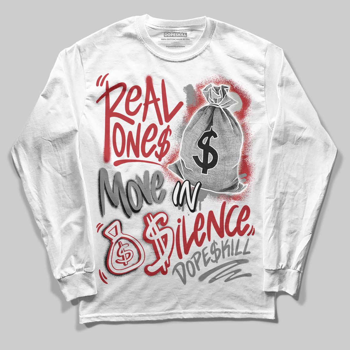 Bugs Bunny 8s DopeSkill Long Sleeve T-Shirt Real Ones Move In Silence Graphic