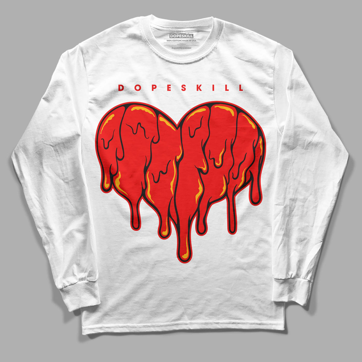 Red Collection DopeSkill Long Sleeve T-Shirt Slime Drip Heart Graphic