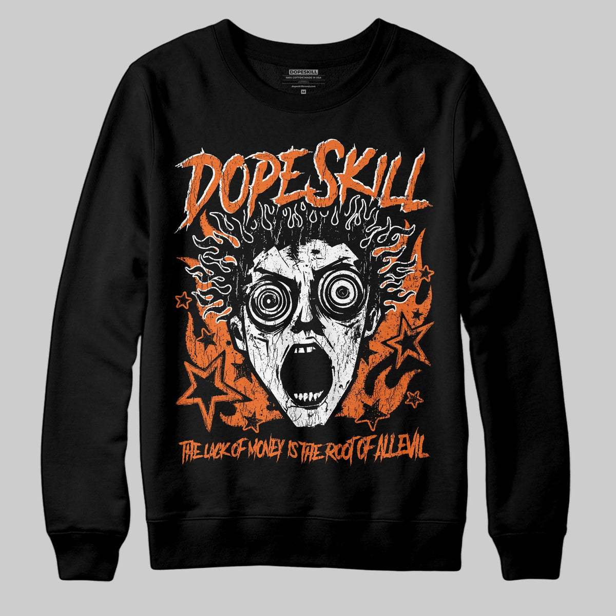 Orange Black White DopeSkill Sweatshirt Root of Evil Graphic