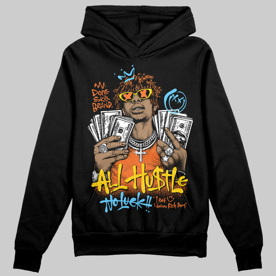 Orange 'All Hustle No Luck' DopeSkill Graphic Hoodie