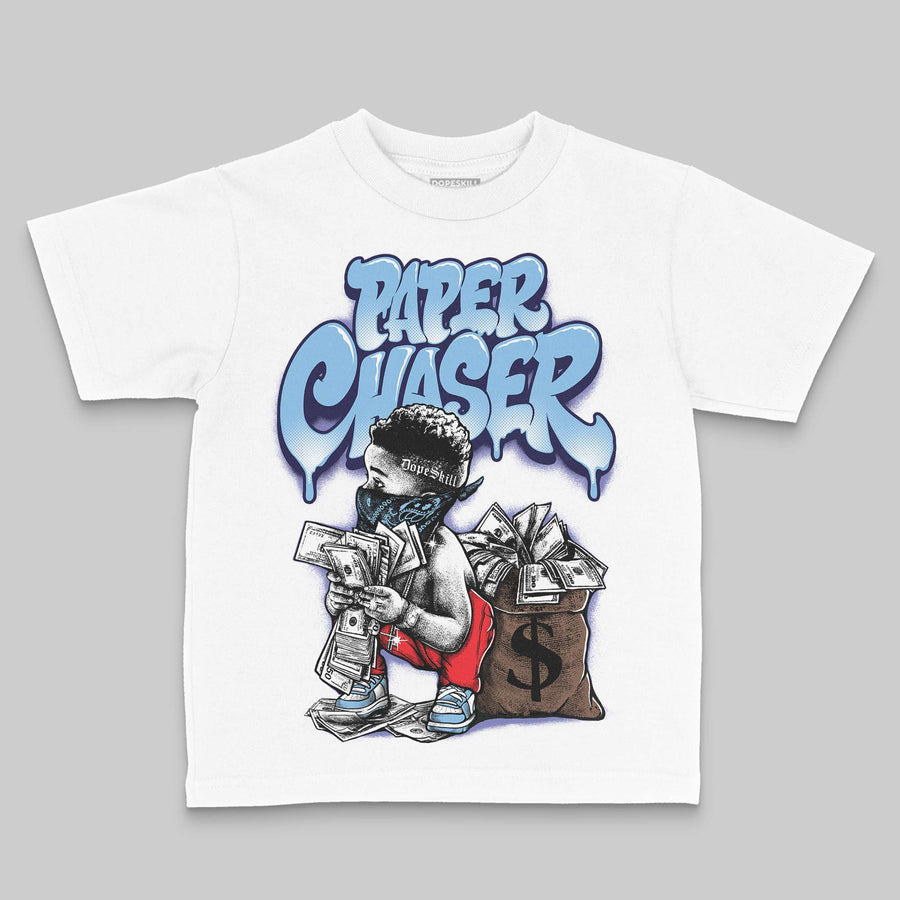 University Blue 'Paper Chaser Boy' DopeSkill Graphic Toddler Kids T-shirt