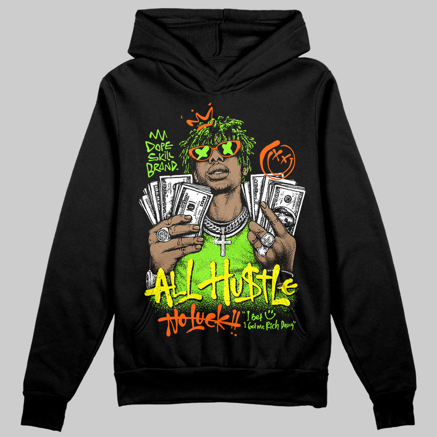 Neon Green 'All Hustle No Luck' DopeSkill Graphic Hoodie