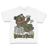 Medium Olive 3s DopeSkill Toddler Kids T-shirt Born To Be Rich Graphic