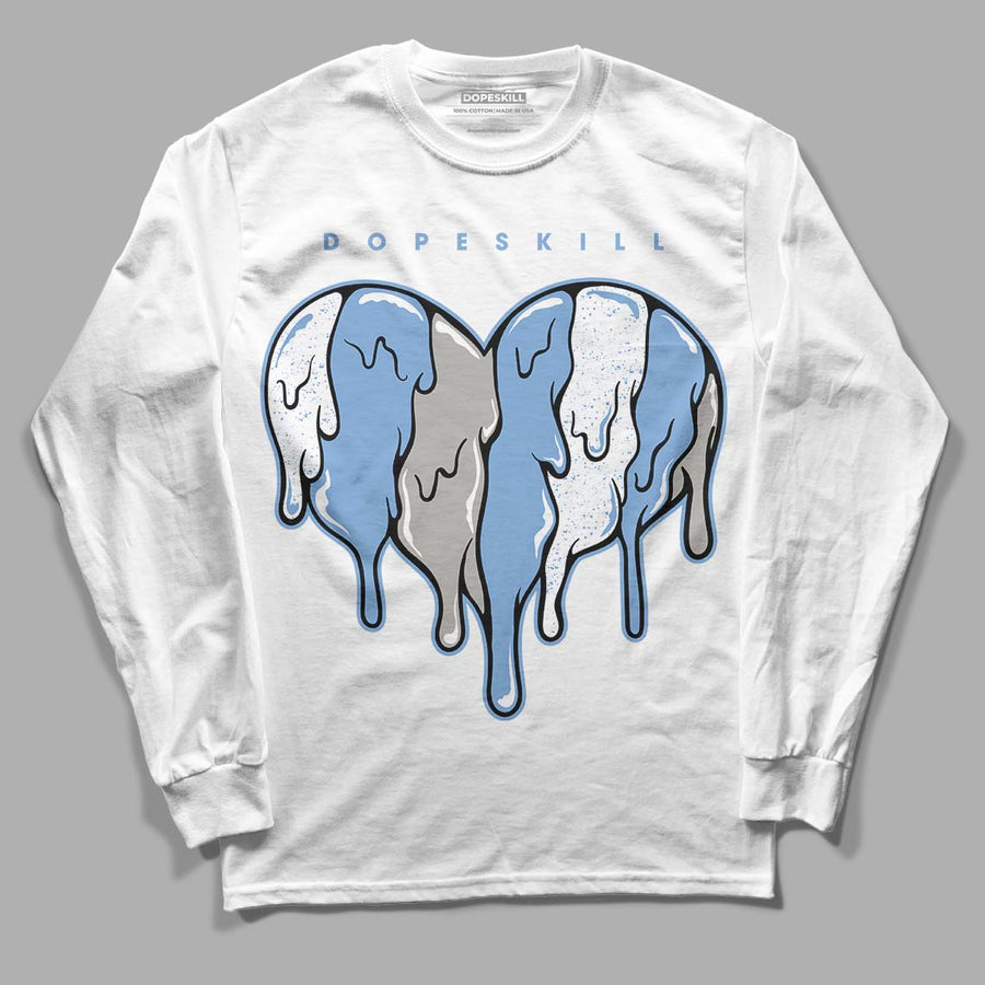 University Blue 5s DopeSkill Long Sleeve T-Shirt Slime Drip Heart Graphic