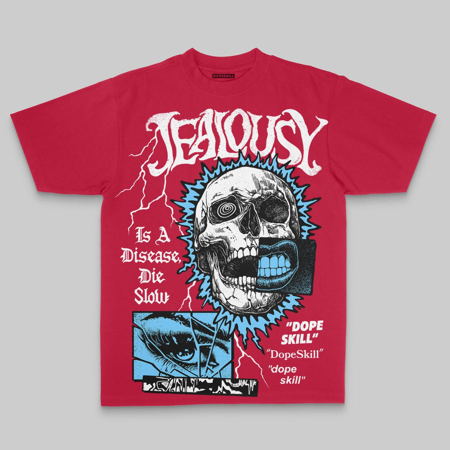 Red Oversize Print Jealousy DopeSkill Graphic T-shirt