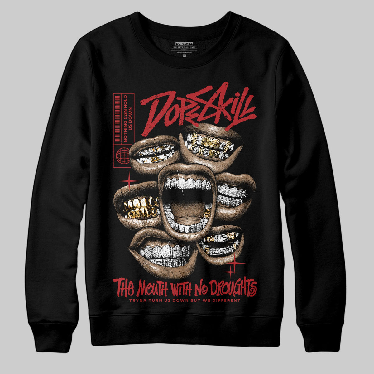 Flu Game 12s DopeSkill Sweatshirt The Mouth With No Droughts Graphic