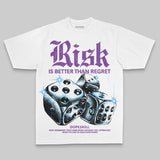 Purple Oversize Print 'Risk Is Better Than Regret' DopeSkill Graphic T-shirt