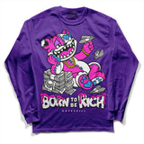 PURPLE Collection DopeSkill Purple Long Sleeve T-Shirt Born To Be Rich Graphic