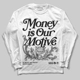 Black Cat 4s DopeSkill Long Sleeve T-Shirt Money Is Our Motive Typo Graphic