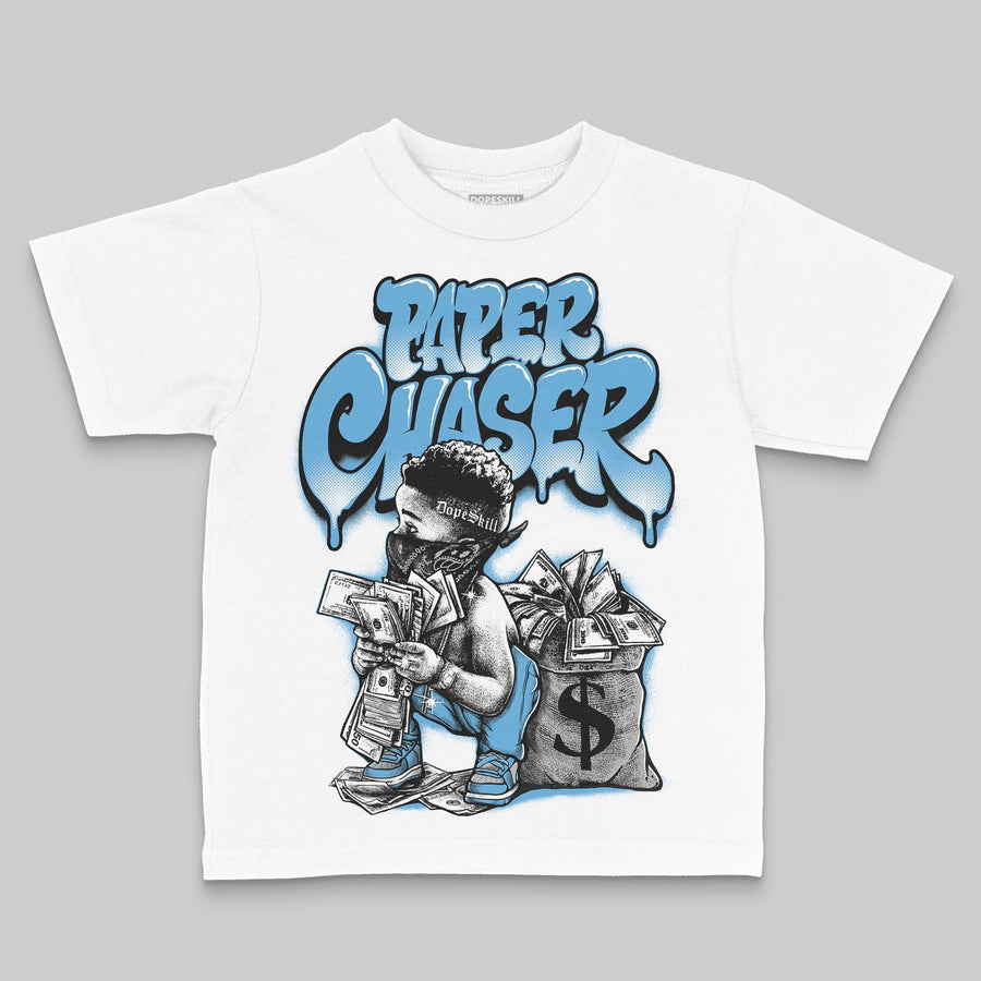 University Blue 14s DopeSkill Toddler Kids T-shirt Paper Chaser Boy Graphic
