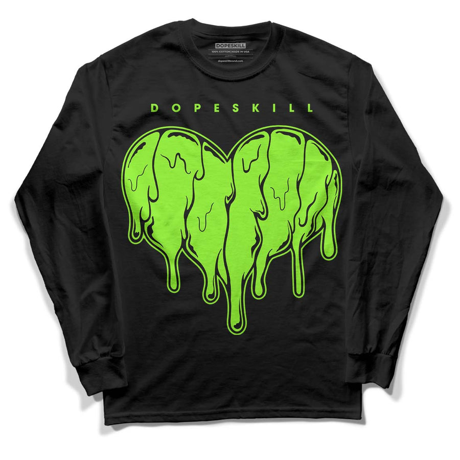 Neon Green Collection DopeSkill Long Sleeve T-Shirt Slime Drip Heart Graphic
