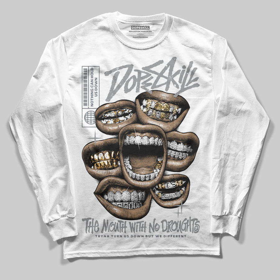 Wolf Grey 5s DopeSkill Long Sleeve T-Shirt The Mouth With No Droughts Graphic