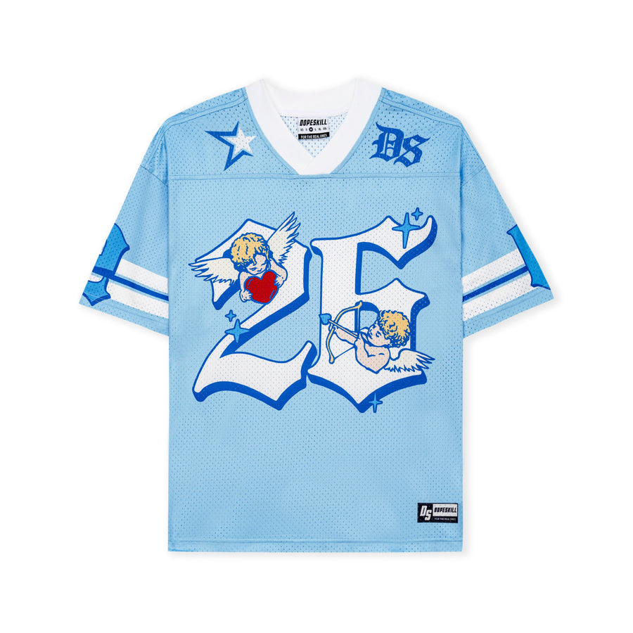 DopeSkill Oversized Jersey Streetwear Graphic Tee Cool V-Neck University Blue T-Shirt Angel 26 Graphic
