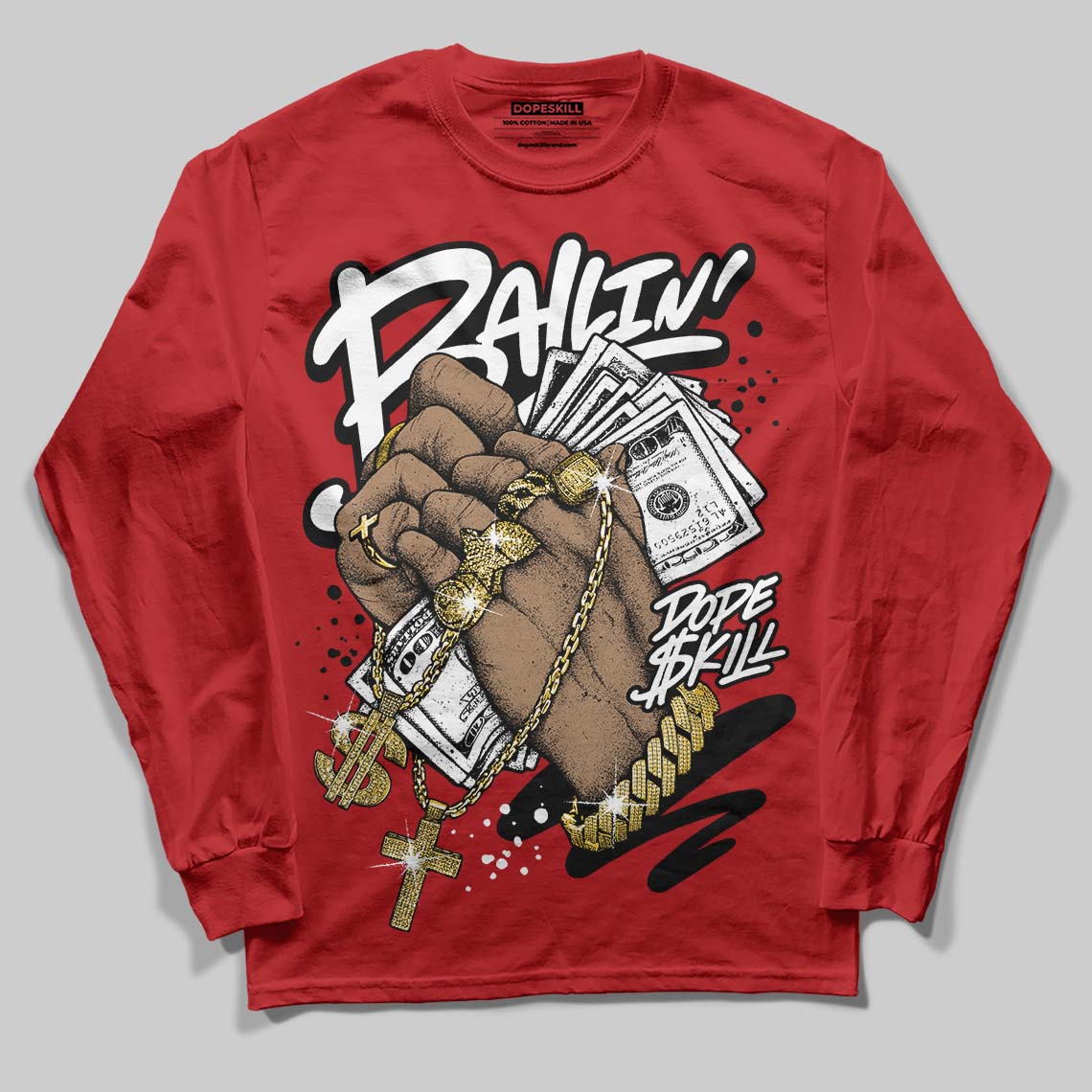 Red Collection DopeSkill Long Sleeve T-Shirt Always Ballin' Graphic