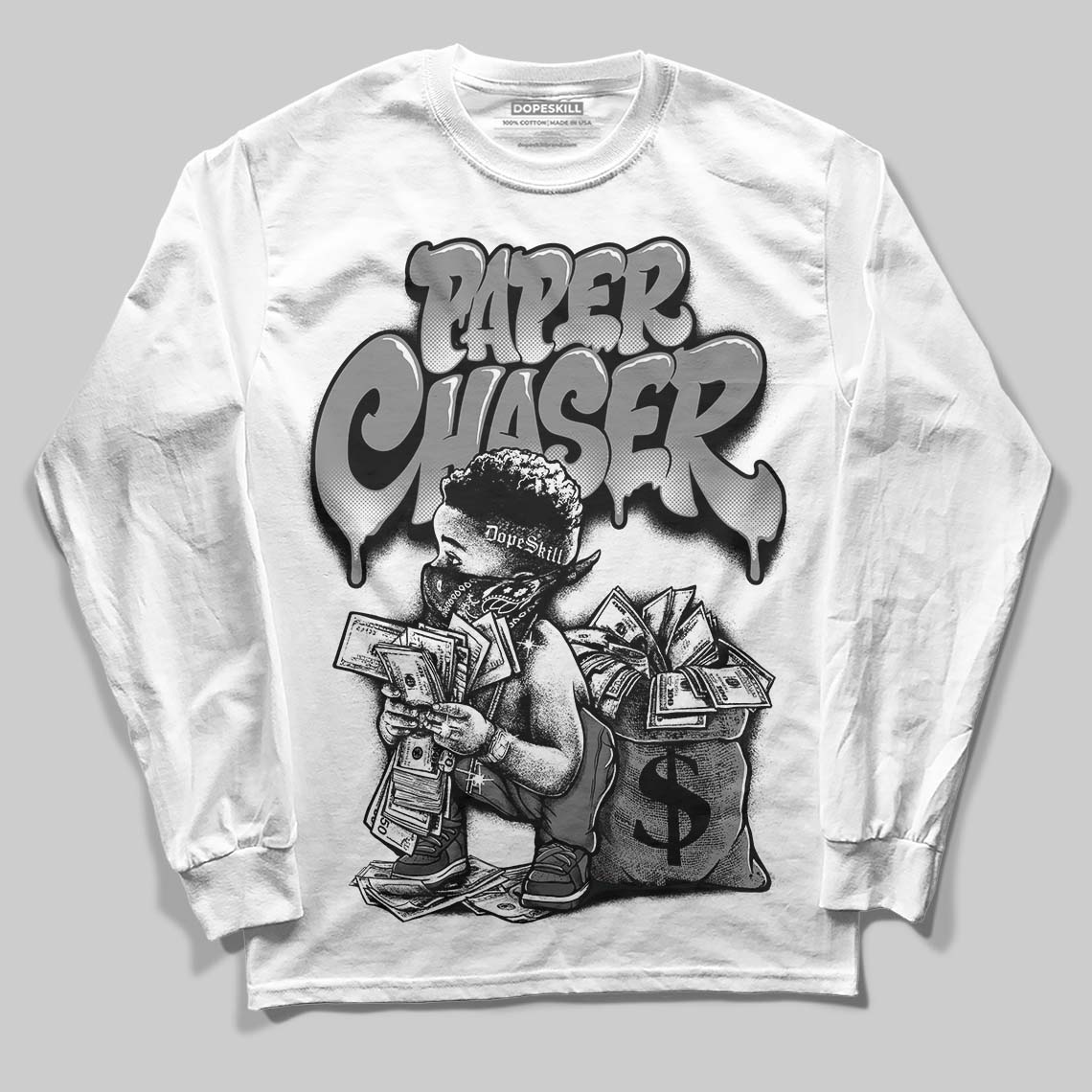 Black Cat 4s DopeSkill Long Sleeve T-Shirt Paper Chaser Boy Graphic