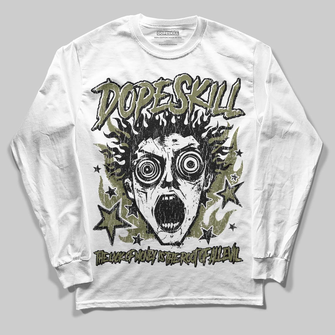 Olive Collection DopeSkill Long Sleeve T-Shirt Root of Evil Graphic