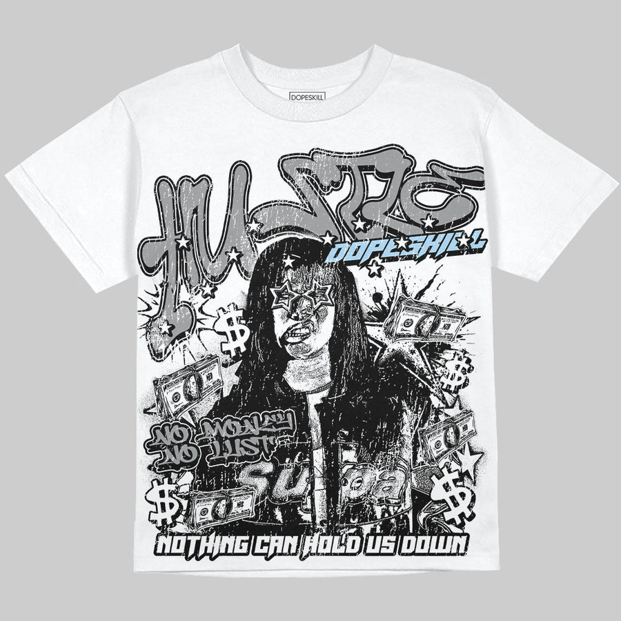 Wolf Grey 5s Oversize Print 'No Money No Lust' DopeSkill Graphic T-shirt
