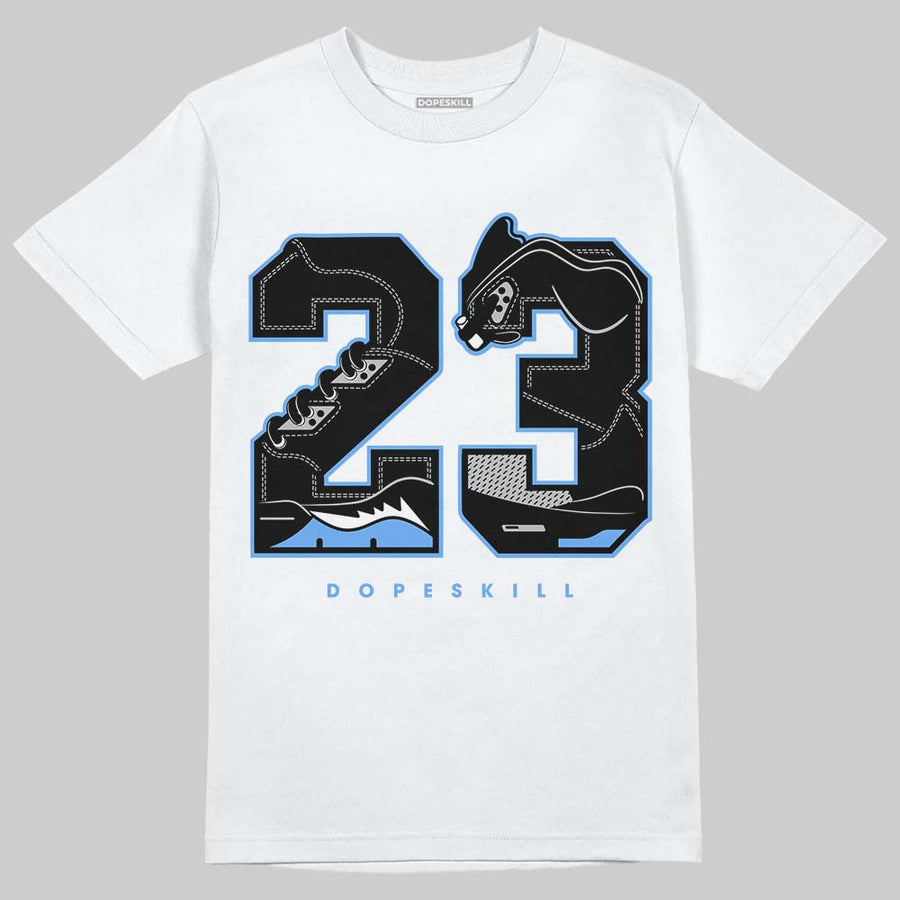 Black University Blue 5s DopeSkill T-Shirt 23 with 5s Pattern Graphic
