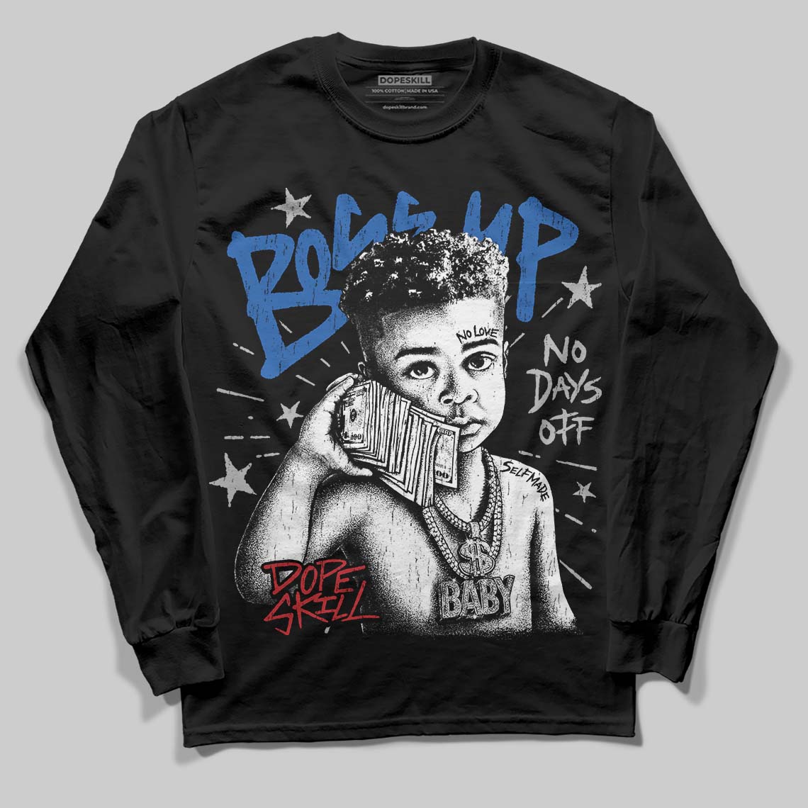 “True Blue” 3s DopeSkill Long Sleeve T-Shirt Boss Up Graphic