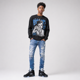Black University Blue 5s DopeSkill Long Sleeve T-Shirt Boss Up Graphic