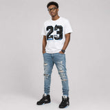 Black University Blue 5s DopeSkill T-Shirt 23 with 5s Pattern Graphic