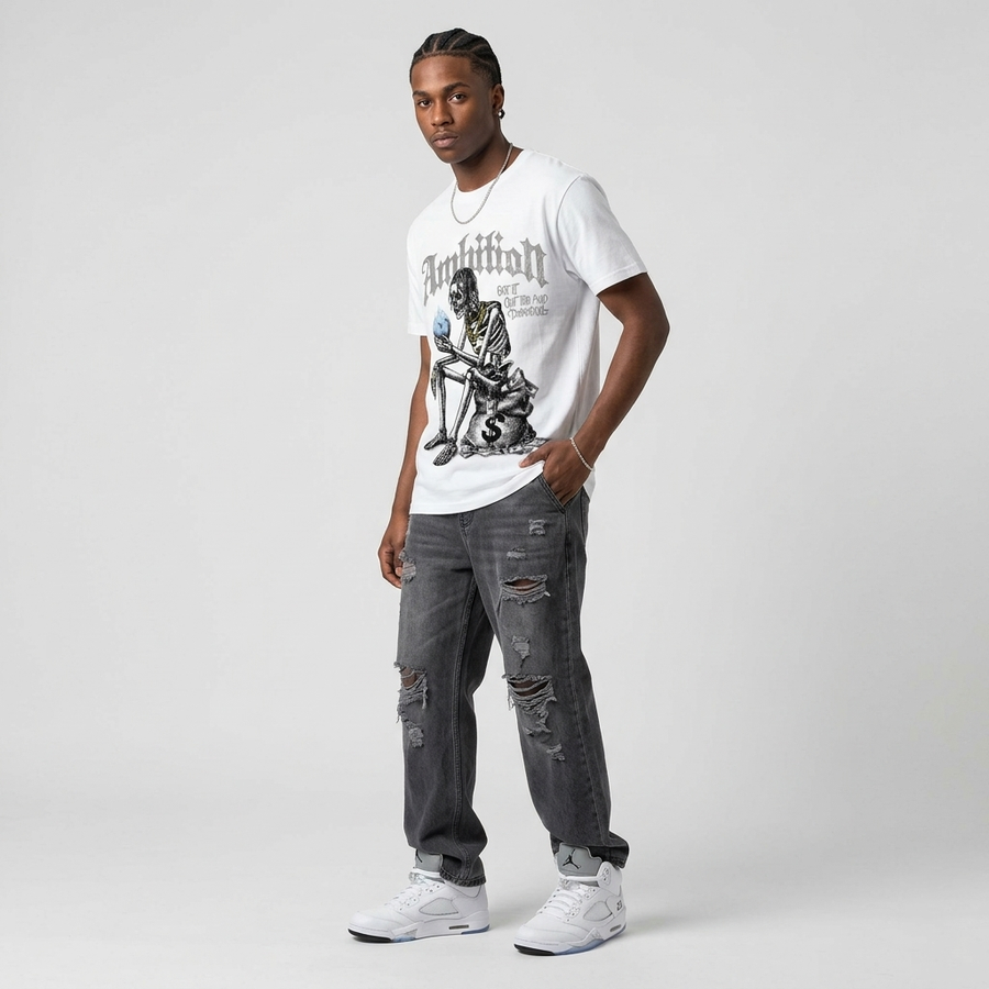 White Metallic 5s DopeSkill T-Shirt Ambition Graphic