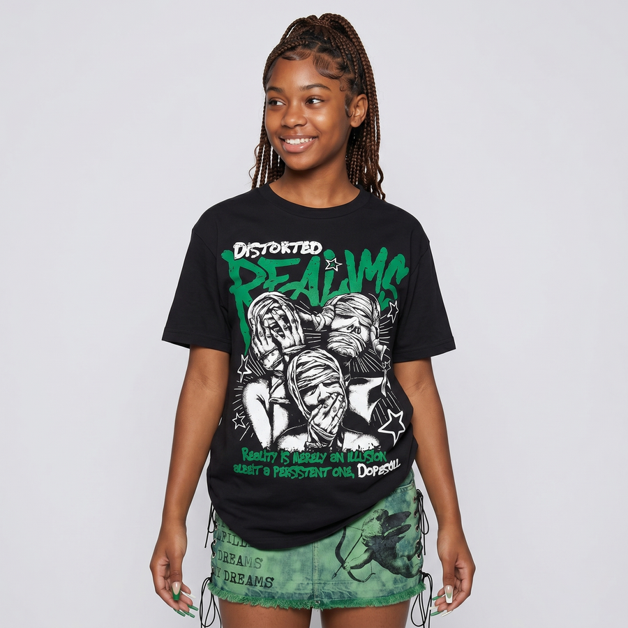 Pine Green 1s DopeSkill T-Shirt Distorted Realms Graphic