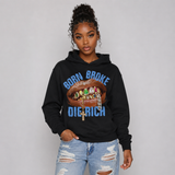 Black University Blue 5s DopeSkill Hoodie Sweatshirt Born Broke Die Rich Graphic