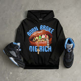 Black University Blue 5s DopeSkill Hoodie Sweatshirt Born Broke Die Rich Graphic