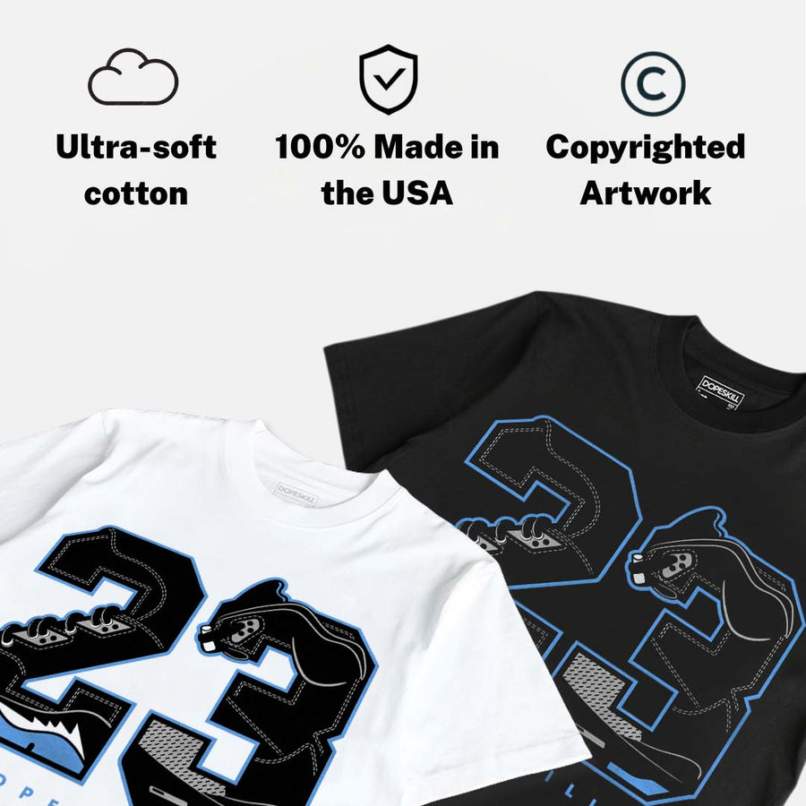 Black University Blue 5s DopeSkill T-Shirt 23 with 5s Pattern Graphic