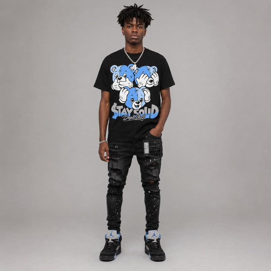 Black University Blue 5s DopeSkill T-Shirt Stay Solid Graphic