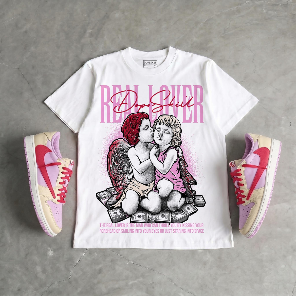 Travis Scott x “Pink Pack” 1s DopeSkill T-Shirt Real Lover Graphic