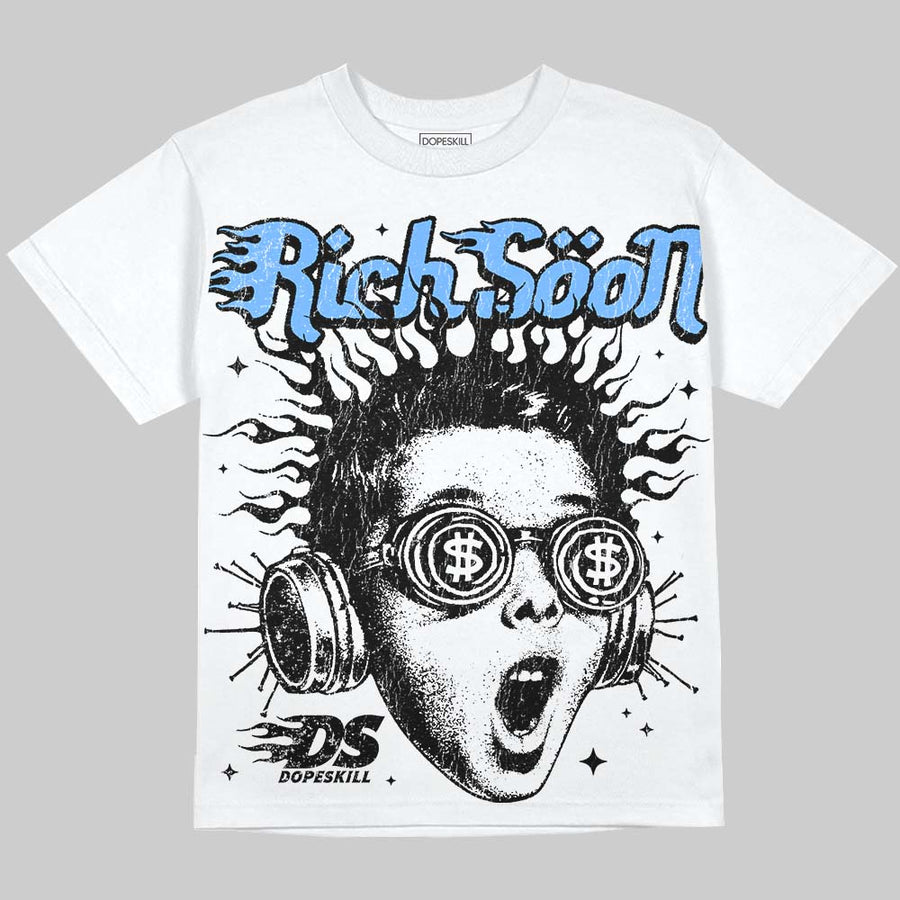 Black University Blue 5s DopeSkill Oversize Print T-Shirt Rich Soon Graphic