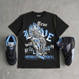 Black University Blue 5s DopeSkill T-Shirt True Love Will Kill You Graphic