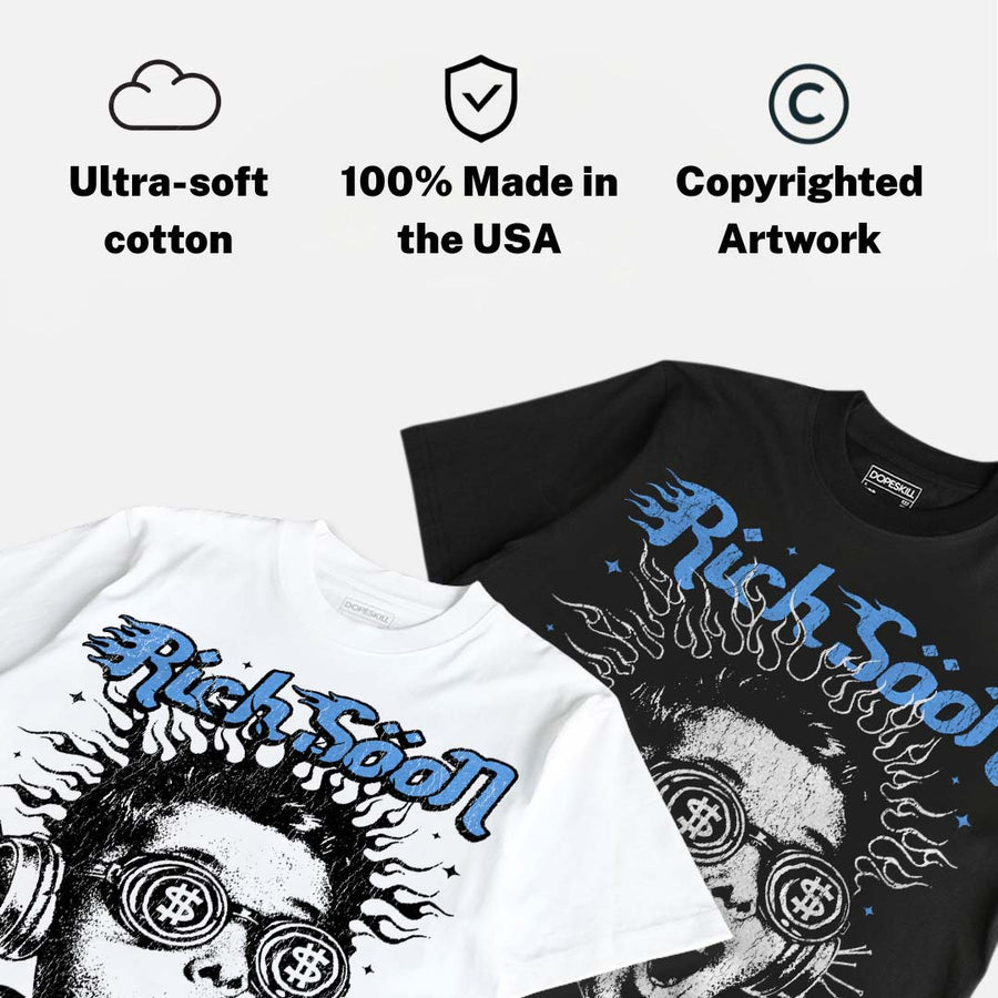 Black University Blue 5s DopeSkill Oversize Print T-Shirt Rich Soon Graphic