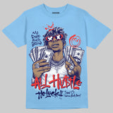 University Blue 'All Hustle No Luck' DopeSkill Graphic T-Shirt