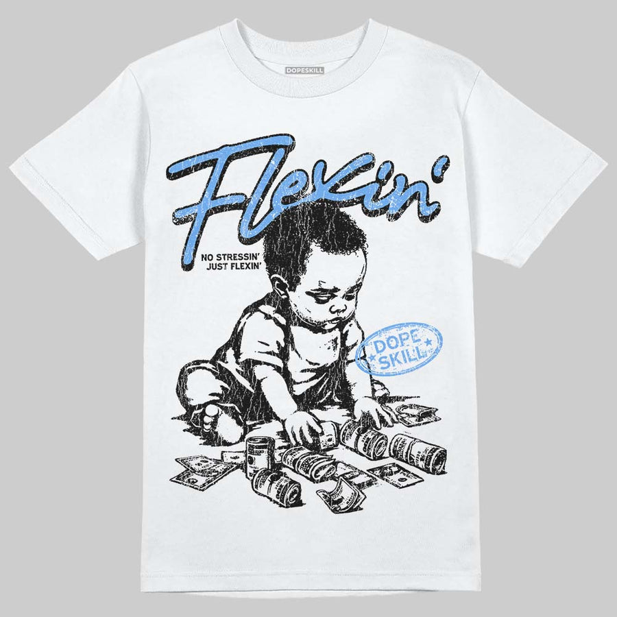 Black University Blue 5s DopeSkill T-Shirt Flexin' Graphic