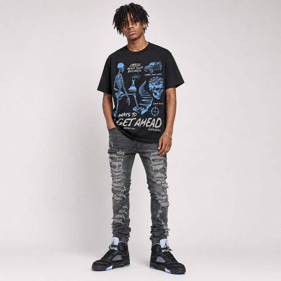 Black University Blue 5s DopeSkill T-Shirt Ways To Get Ahead Graphic
