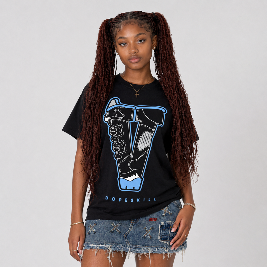 Black University Blue 5s DopeSkill T-Shirt V Jordan 5 Graphic