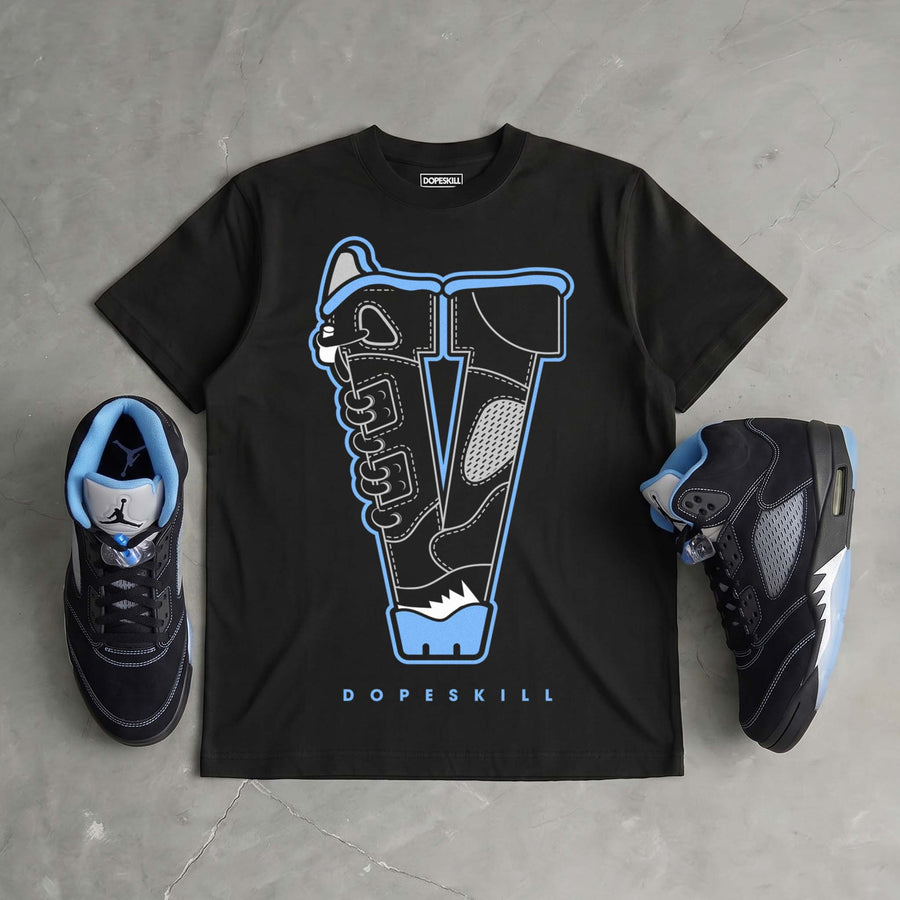 Black University Blue 5s DopeSkill T-Shirt V Jordan 5 Graphic