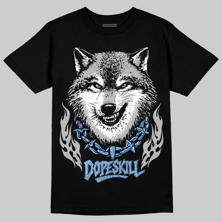 Black University Blue 5s DopeSkill T-Shirt Wolf Grey Graphic