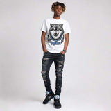 Black University Blue 5s DopeSkill T-Shirt Wolf Grey Graphic