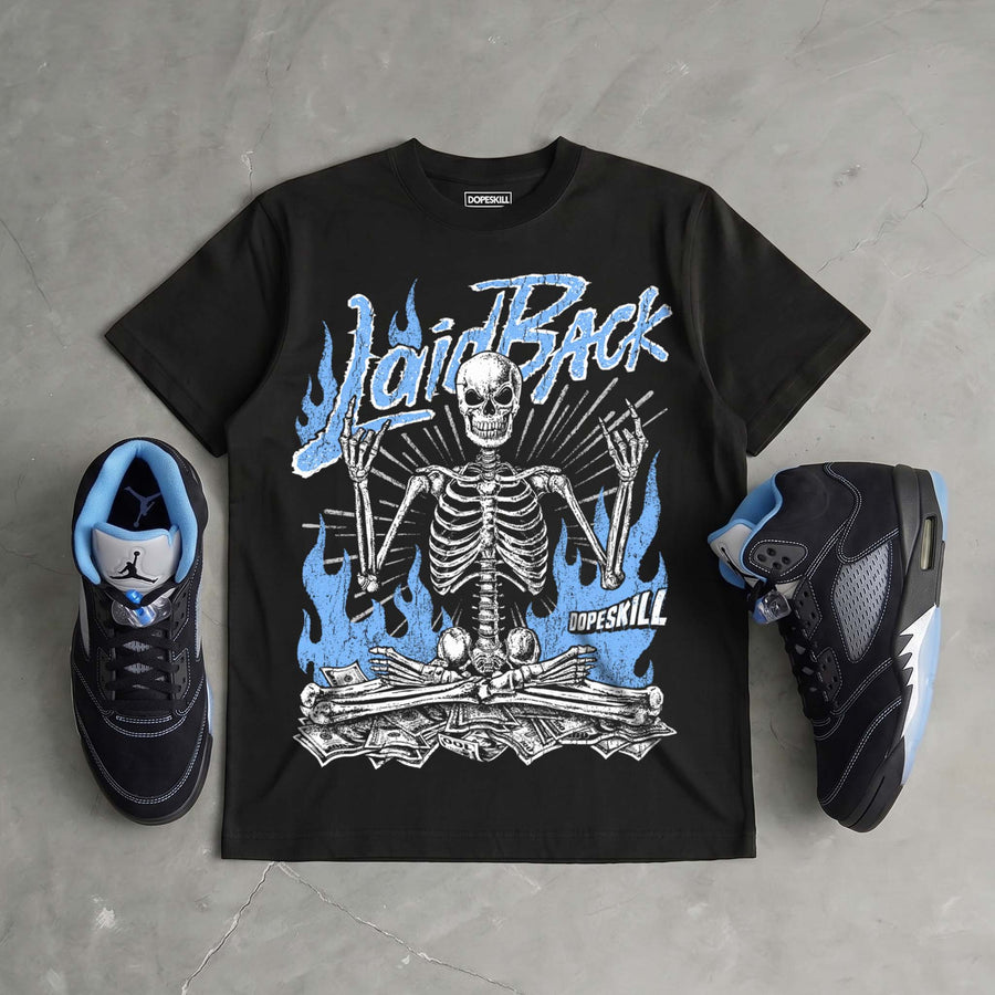 Black University Blue 5s DopeSkill T-Shirt Laid Back Graphic