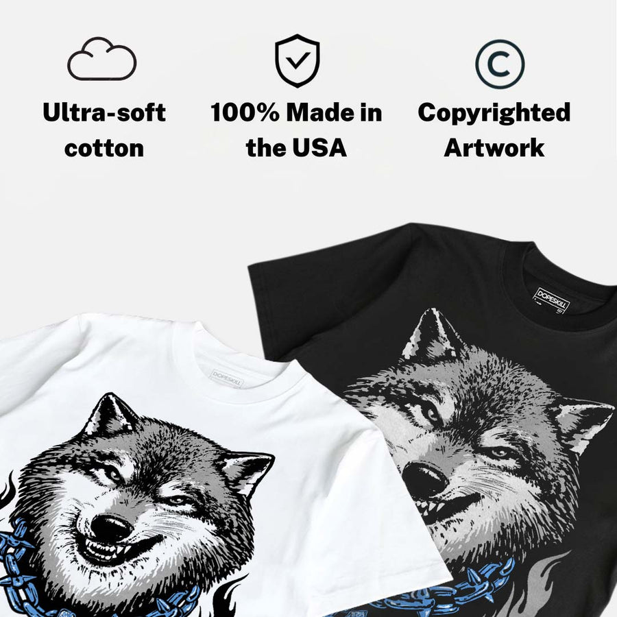 Black University Blue 5s DopeSkill T-Shirt Wolf Grey Graphic