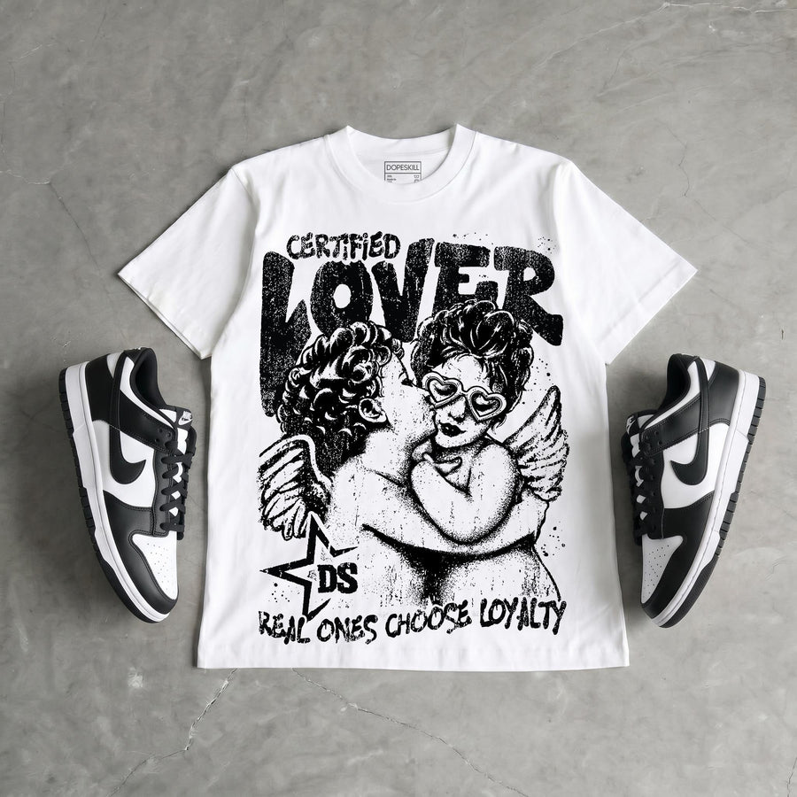 Dunk Panda White Black DopeSkill Oversize Print T-Shirt Real Ones Choose Loyalty Graphic